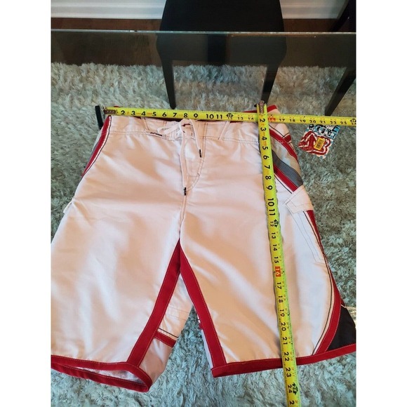 Fox Board Men's Red & White 100% Polyester Pull On Swimwear Shorts Size 32 - Picture 11 of 13